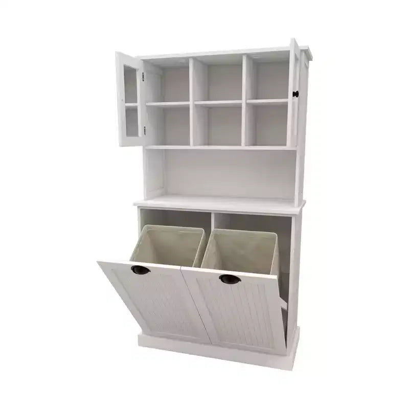 Meuble de salle de bain avec panier à linge, Meuble de rangement avec bac à linge inclinable, Meuble de rangement autoportant pour la cuisine, la salle de bain et le salon