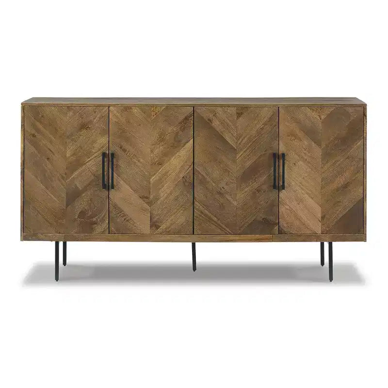 Meuble d'appoint contemporain Ashley Signature Design Prattville avec 4 portes à motif chevrons, marron