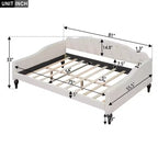 Lit de repos capitonné pleine taille, cadre de canapé-lit capitonné avec/sans tiroirs/lit gigogne double, beige - ModernLuxe