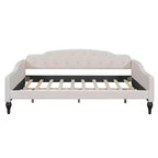 Lit de repos capitonné pleine taille, cadre de canapé-lit capitonné avec/sans tiroirs/lit gigogne double, beige - ModernLuxe