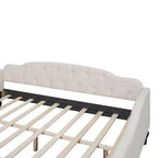 Lit de repos capitonné pleine taille, cadre de canapé-lit capitonné avec/sans tiroirs/lit gigogne double, beige - ModernLuxe