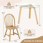 Ensemble de salle à manger 3 pièces Costway pour 2, table ronde avec 2 chaises, cadre en bois d'hévéa massif, moderne Noir/Beige