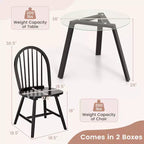 Ensemble de salle à manger 3 pièces Costway pour 2, table ronde avec 2 chaises, cadre en bois d'hévéa massif, moderne Noir/Beige