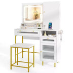 Costway Coiffeuse avec Miroir et Lumières 3 Modes d'Éclairage et Luminosité Réglable