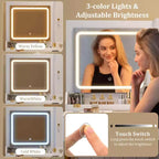 Costway Coiffeuse avec Miroir et Lumières 3 Modes d'Éclairage et Luminosité Réglable