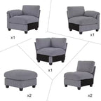 Canapé modulable en velours côtelé HYLEORY avec double ottoman mobile, canapé rembourré confortable en forme de U avec coussin de siège à double couche pour salon