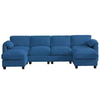 Canapé modulable en velours côtelé HYLEORY avec double ottoman mobile, canapé rembourré confortable en forme de U avec coussin de siège à double couche pour salon