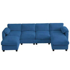 Canapé modulable en velours côtelé HYLEORY avec double ottoman mobile, canapé rembourré confortable en forme de U avec coussin de siège à double couche pour salon
