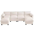 Canapé modulable en velours côtelé HYLEORY avec double ottoman mobile, canapé rembourré confortable en forme de U avec coussin de siège à double couche pour salon