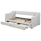 Lit de repos tapissé Whisen de taille double XL extensible en très grand lit, avec deux tiroirs