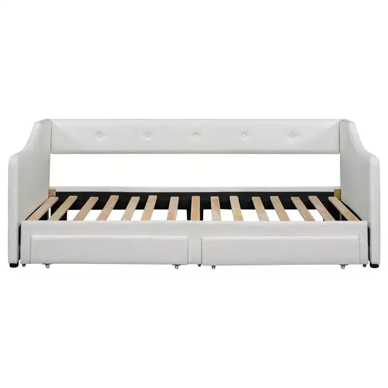Lit de repos tapissé Whisen de taille double XL extensible en très grand lit, avec deux tiroirs