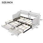 Lit de repos tapissé Whisen de taille double XL extensible en très grand lit, avec deux tiroirs