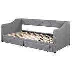 Lit de repos tapissé Whisen de taille double XL extensible en très grand lit, avec deux tiroirs