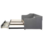 Lit de repos tapissé Whisen de taille double XL extensible en très grand lit, avec deux tiroirs