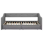 Lit de repos tapissé Whisen de taille double XL extensible en très grand lit, avec deux tiroirs