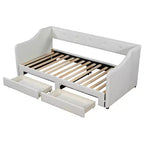 Lit de repos tapissé Whisen de taille double XL extensible en très grand lit, avec deux tiroirs