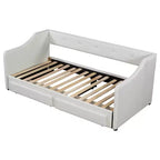 Lit de repos tapissé Whisen de taille double XL extensible en très grand lit, avec deux tiroirs
