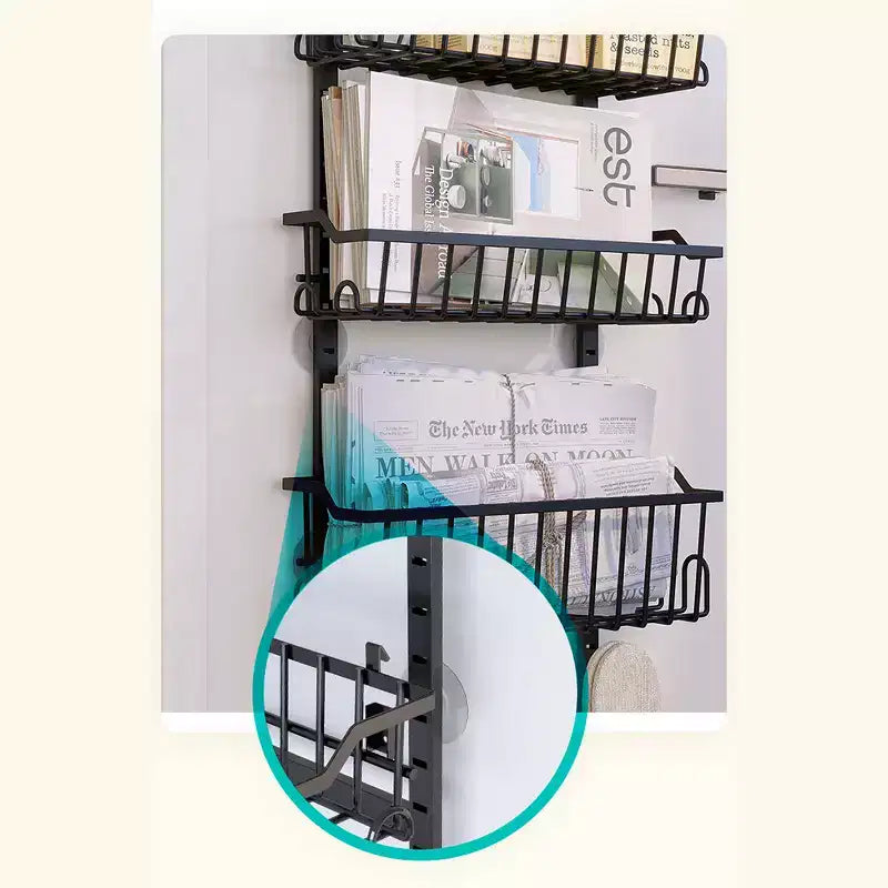 Organisateur de garde-manger suspendu derrière la porte avec paniers réglables et détachables, ventouses, rangement 6/8 niveaux pour salle de bain et cuisine