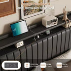 Cadre de lit flottant Whizmax avec lumières LED RVB et station de chargement, cadre de lit plateforme rembourré avec tête de lit de rangement de 50 po de hauteur