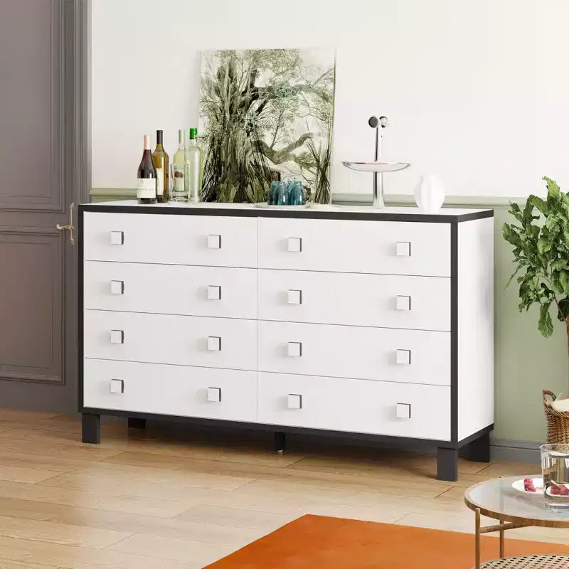 Commode horizontale moderne Famapy pour chambre à coucher, buffet multifonctionnel pour salon, blanc