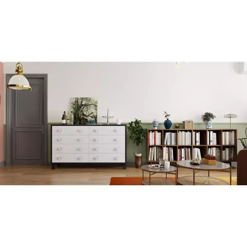 Commode horizontale moderne Famapy pour chambre à coucher, buffet multifonctionnel pour salon, blanc