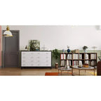 Commode horizontale moderne Famapy pour chambre à coucher, buffet multifonctionnel pour salon, blanc