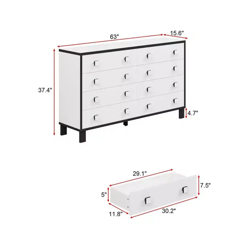 Commode horizontale moderne Famapy pour chambre à coucher, buffet multifonctionnel pour salon, blanc