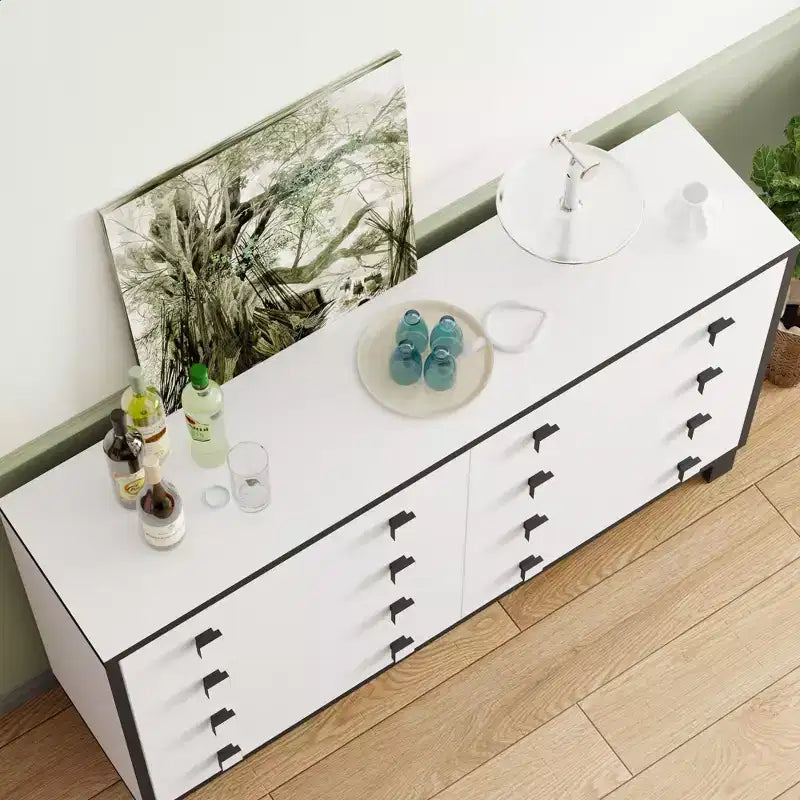 Commode horizontale moderne Famapy pour chambre à coucher, buffet multifonctionnel pour salon, blanc