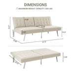 Canapé-lit futon à dossier divisé touffeté Home Imports Emporium, canapé-lit convertible avec pieds chromés