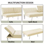 Canapé-lit futon à dossier divisé touffeté Home Imports Emporium, canapé-lit convertible avec pieds chromés