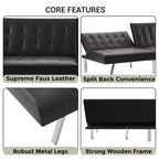Canapé-lit futon à dossier divisé touffeté Home Imports Emporium, canapé-lit convertible avec pieds chromés