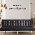 Canapé-lit futon à dossier divisé touffeté Home Imports Emporium, canapé-lit convertible avec pieds chromés