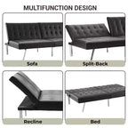 Canapé-lit futon à dossier divisé touffeté Home Imports Emporium, canapé-lit convertible avec pieds chromés