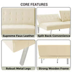 Canapé-lit futon à dossier divisé touffeté Home Imports Emporium, canapé-lit convertible avec pieds chromés