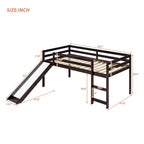 Lit mezzanine bas Whisen de 79,5L x 41,8l, élégant, de taille double, avec échelle intégrée et toboggan, conception multifonctionnelle