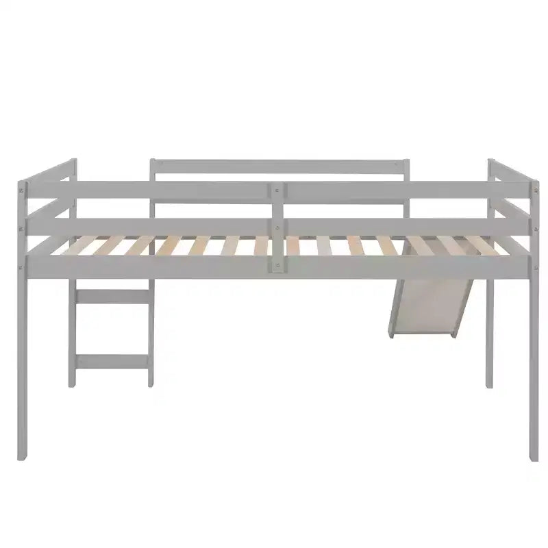 Lit mezzanine bas Whisen de 79,5L x 41,8l, élégant, de taille double, avec échelle intégrée et toboggan, conception multifonctionnelle