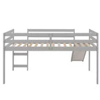 Lit mezzanine bas Whisen de 79,5L x 41,8l, élégant, de taille double, avec échelle intégrée et toboggan, conception multifonctionnelle