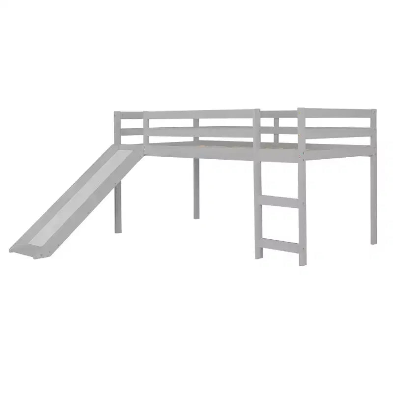 Lit mezzanine bas Whisen de 79,5L x 41,8l, élégant, de taille double, avec échelle intégrée et toboggan, conception multifonctionnelle