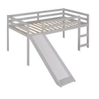 Lit mezzanine bas Whisen de 79,5L x 41,8l, élégant, de taille double, avec échelle intégrée et toboggan, conception multifonctionnelle