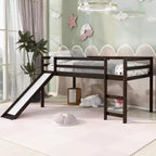 Lit mezzanine bas Whisen de 79,5L x 41,8l, élégant, de taille double, avec échelle intégrée et toboggan, conception multifonctionnelle