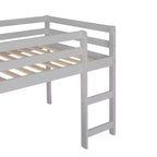 Lit mezzanine bas Whisen de 79,5L x 41,8l, élégant, de taille double, avec échelle intégrée et toboggan, conception multifonctionnelle