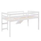 Lit mezzanine bas Whisen de 79,5L x 41,8l, élégant, de taille double, avec échelle intégrée et toboggan, conception multifonctionnelle