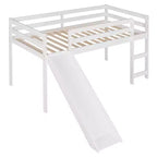 Lit mezzanine bas Whisen de 79,5L x 41,8l, élégant, de taille double, avec échelle intégrée et toboggan, conception multifonctionnelle