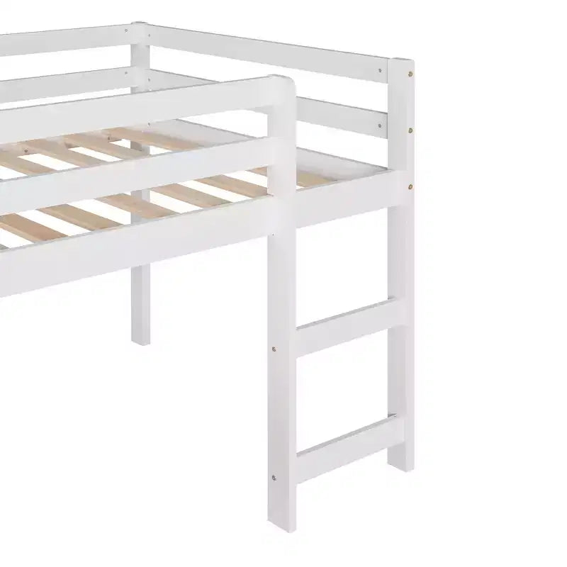 Lit mezzanine bas Whisen de 79,5L x 41,8l, élégant, de taille double, avec échelle intégrée et toboggan, conception multifonctionnelle