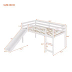 Lit mezzanine bas Whisen de 79,5L x 41,8l, élégant, de taille double, avec échelle intégrée et toboggan, conception multifonctionnelle