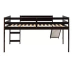 Lit mezzanine bas Whisen de 79,5L x 41,8l, élégant, de taille double, avec échelle intégrée et toboggan, conception multifonctionnelle