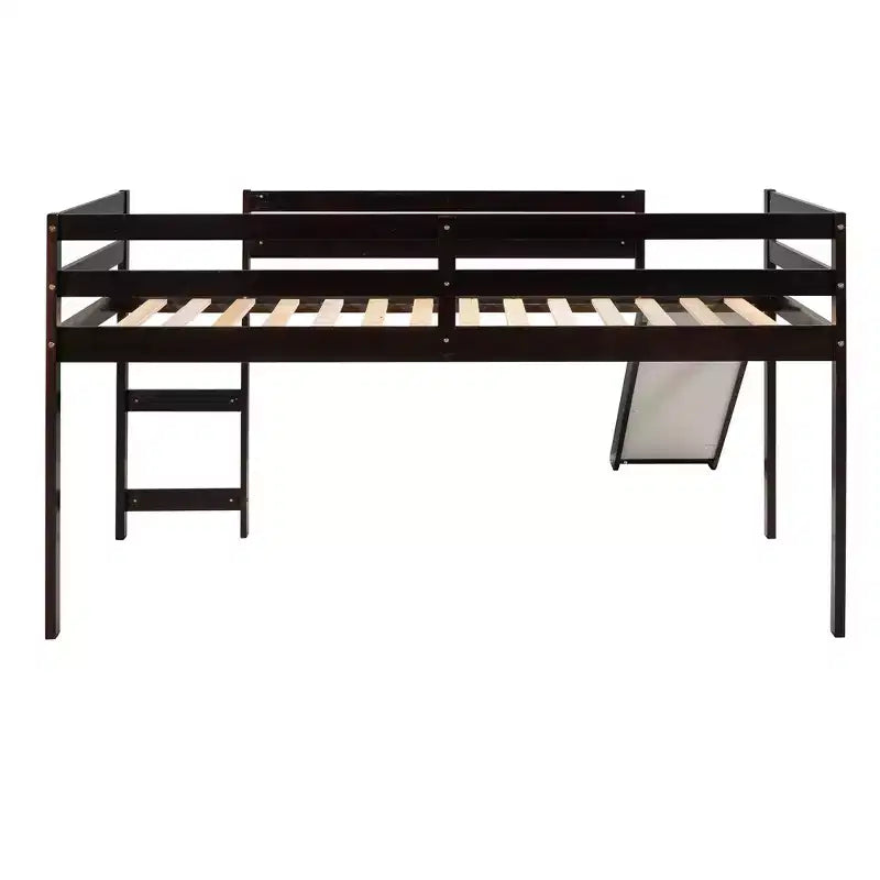 Lit mezzanine bas Whisen de 79,5L x 41,8l, élégant, de taille double, avec échelle intégrée et toboggan, conception multifonctionnelle