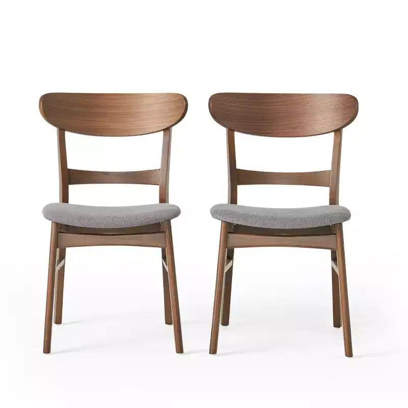 Chaises de salle à manger en bois rembourrées en tissu Isador Mid-Century Modern GDFStudio (lot de 2)