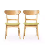 Chaises de salle à manger en bois rembourrées en tissu Isador Mid-Century Modern GDFStudio (lot de 2)