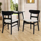 Chaises de salle à manger en bois rembourrées en tissu Isador Mid-Century Modern GDFStudio (lot de 2)